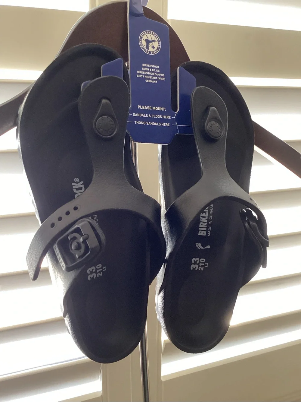 Birkenstock Black Kids' Thong Sandals with Adjustable Buckle